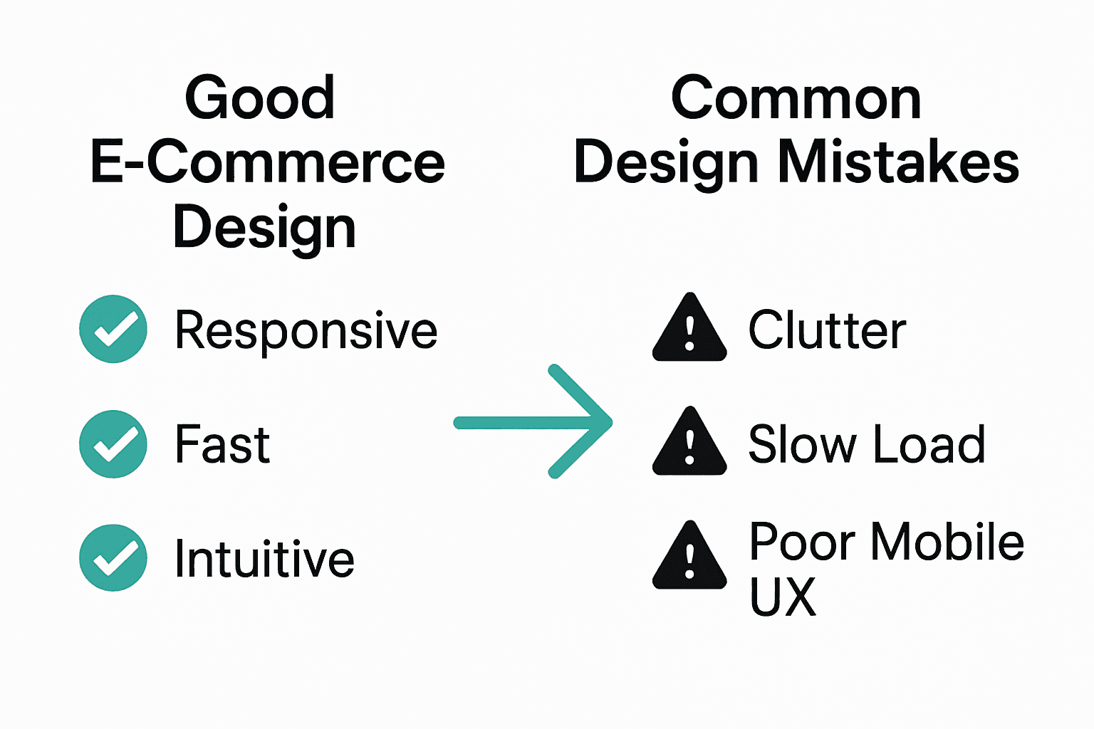 Infographic comparing good vs bad e-commerce design