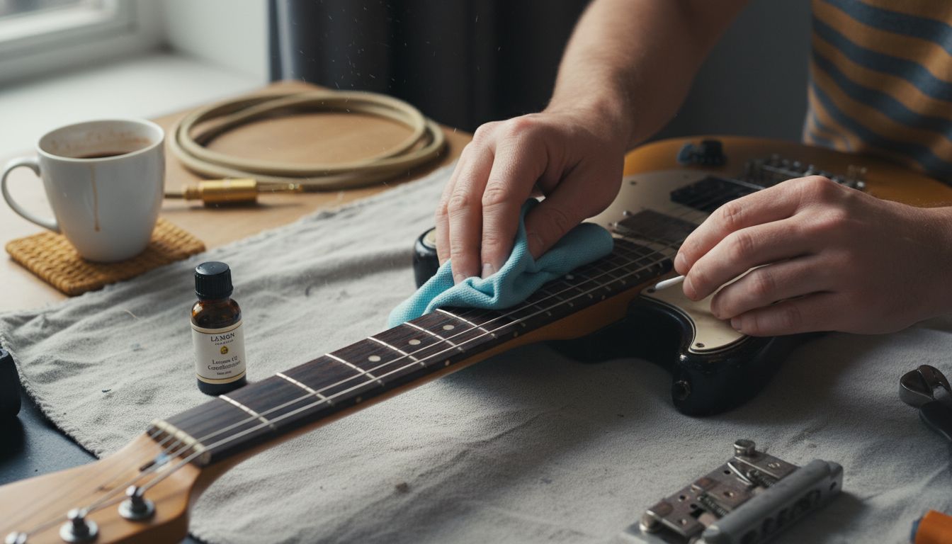 clean guitar fretboard