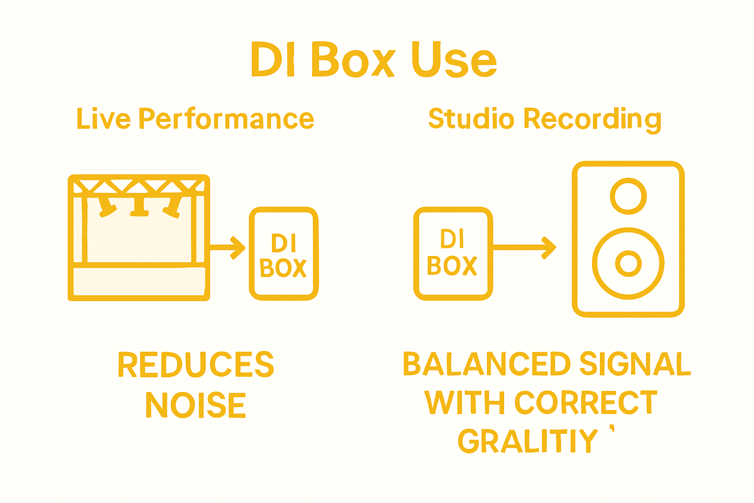 Infographic comparing live and studio DI uses