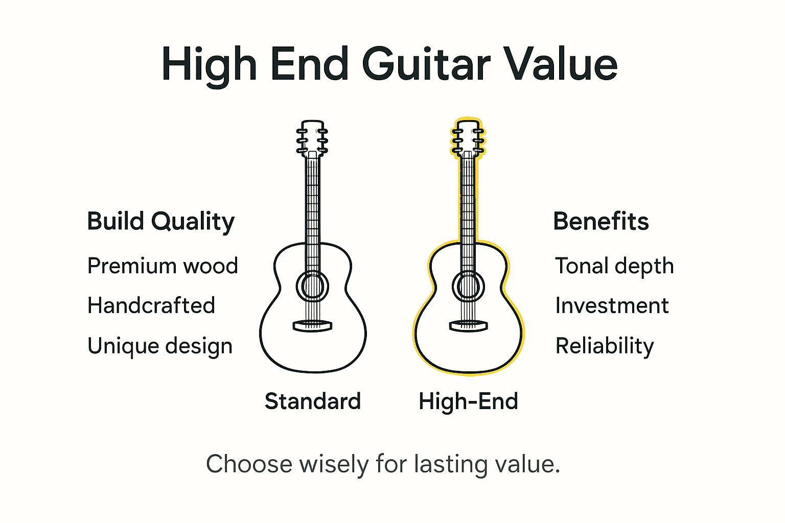 Infographic showing high-end guitar value points