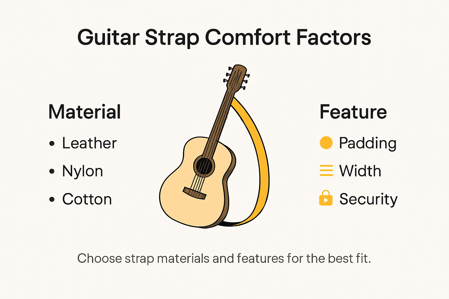 Infographic showing guitar strap comfort features