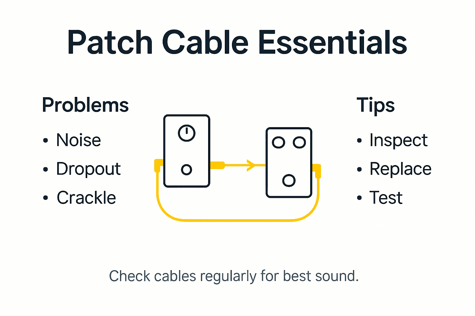 Infographic showing patch cable issues and tips