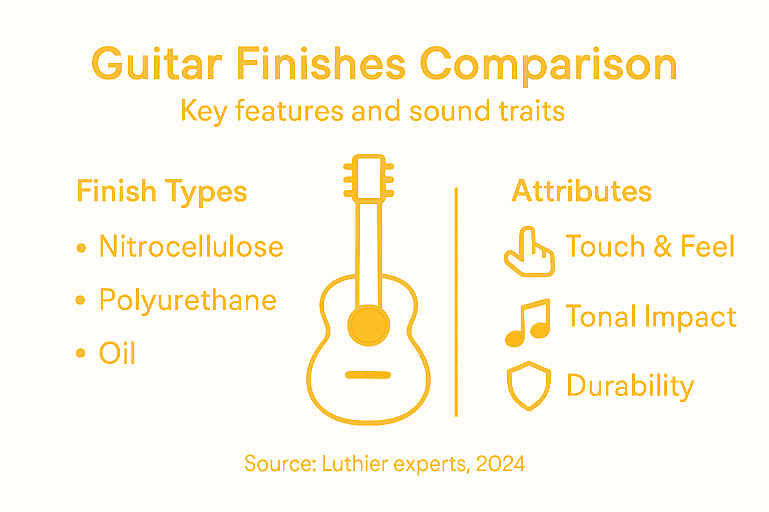 Infographic comparing main guitar finish types