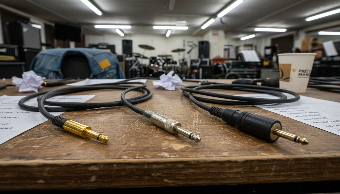 Closeup of quality guitar cable connectors