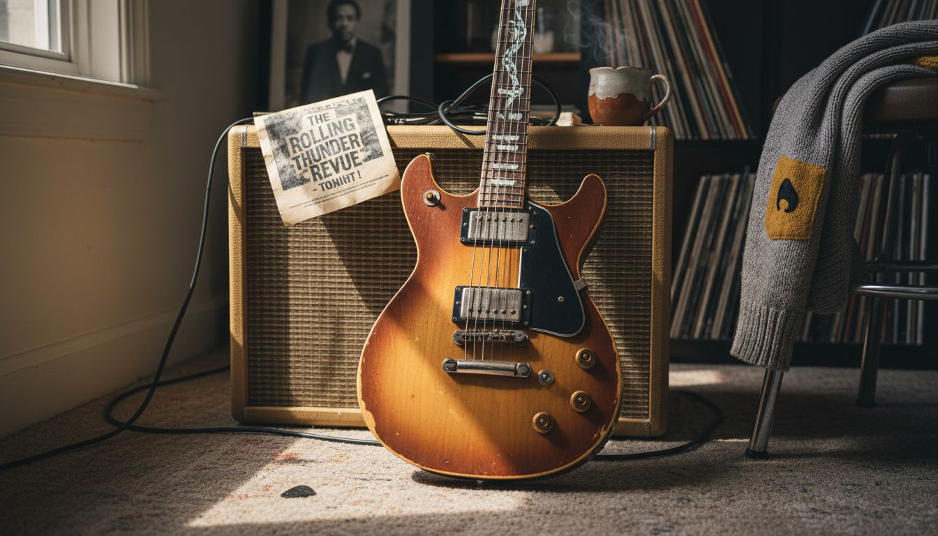 Signature electric guitar showing custom details