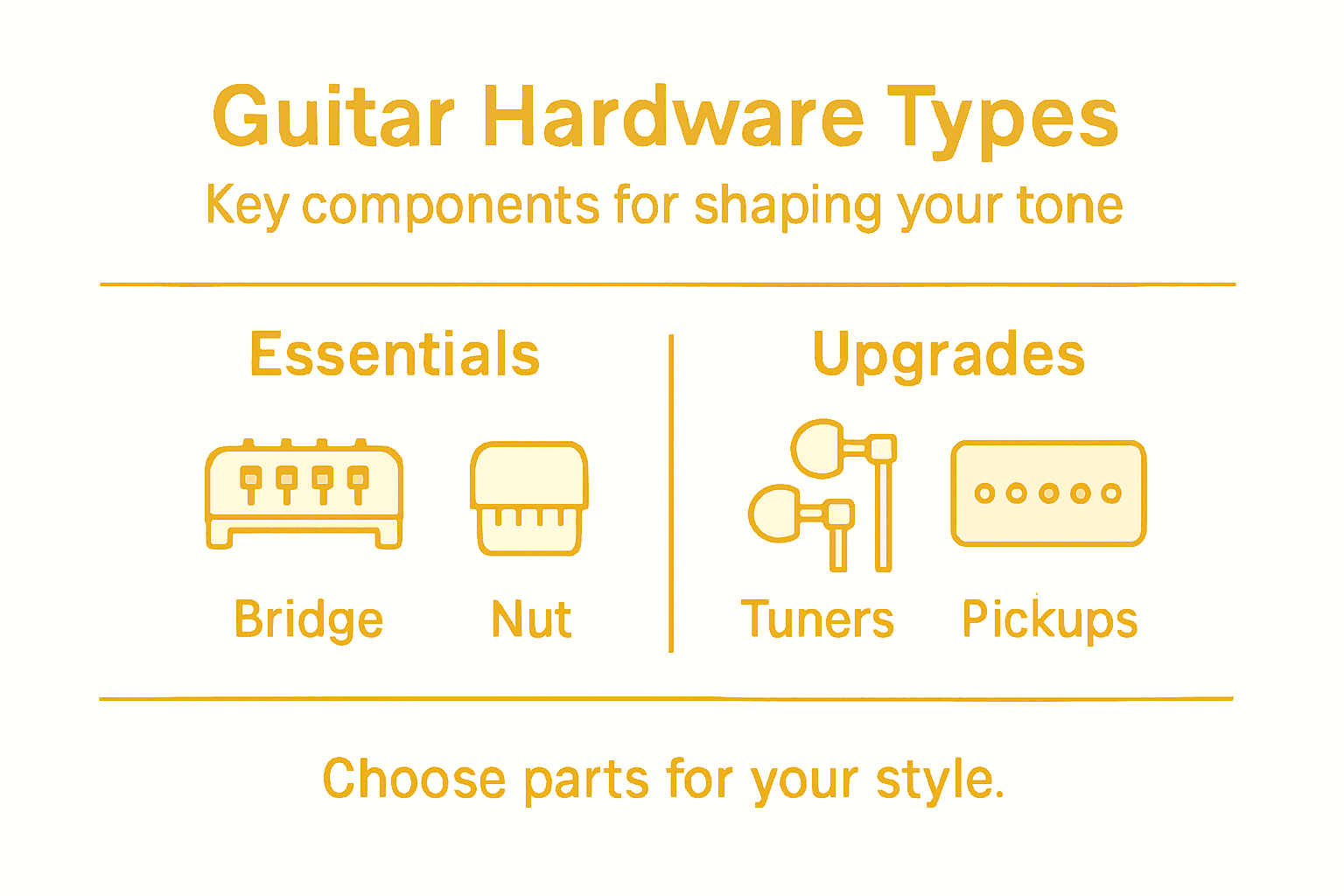 Infographic showing main guitar hardware parts