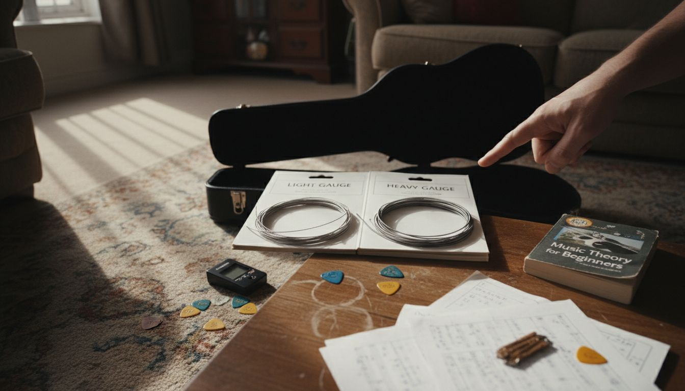 Comparing light and heavy guitar strings