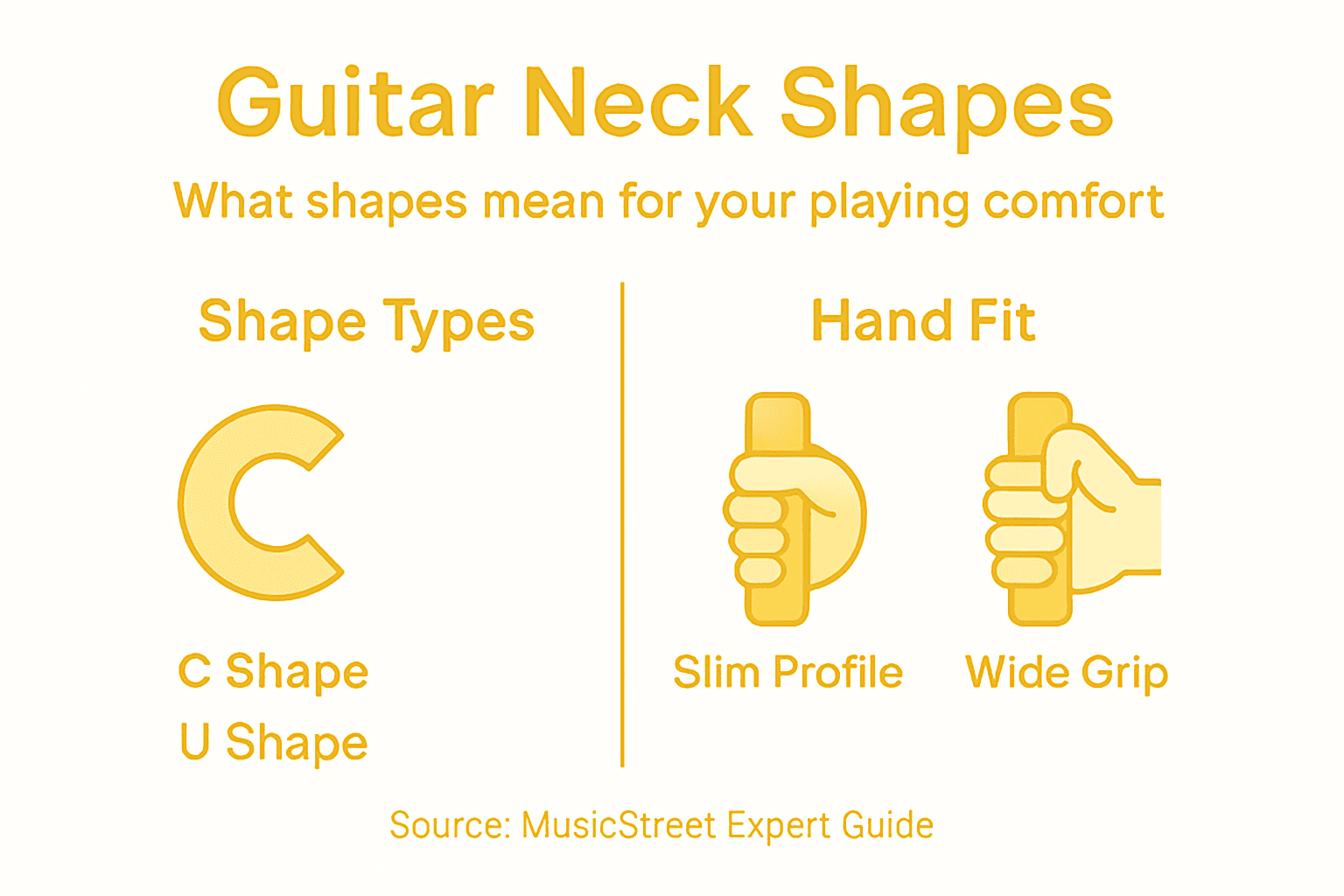 Infographic showing guitar neck type overview