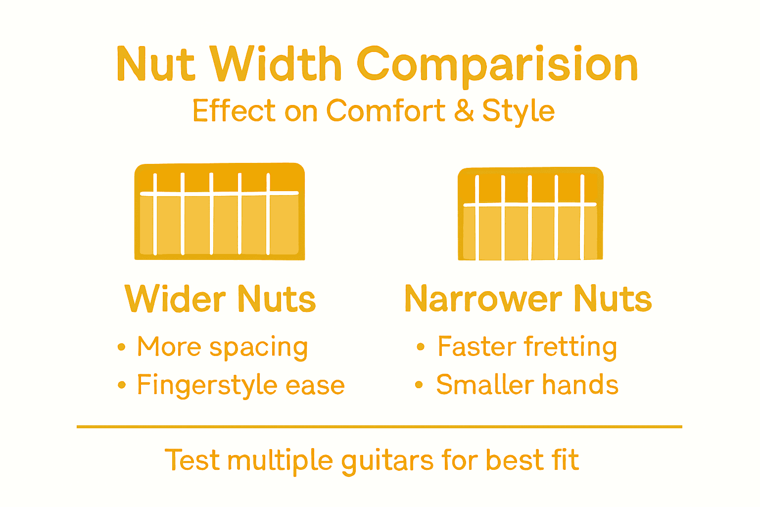 Infographic comparing nut widths and playability