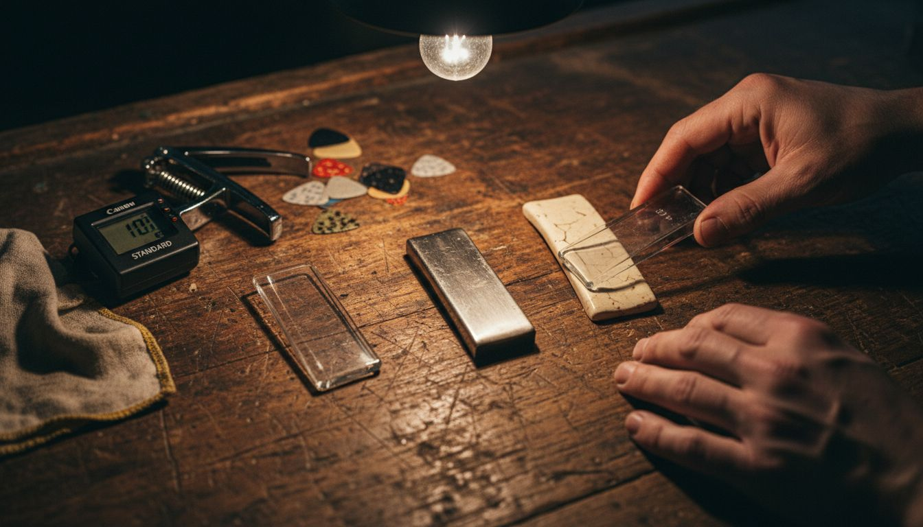 Comparison of glass, metal, ceramic guitar slides