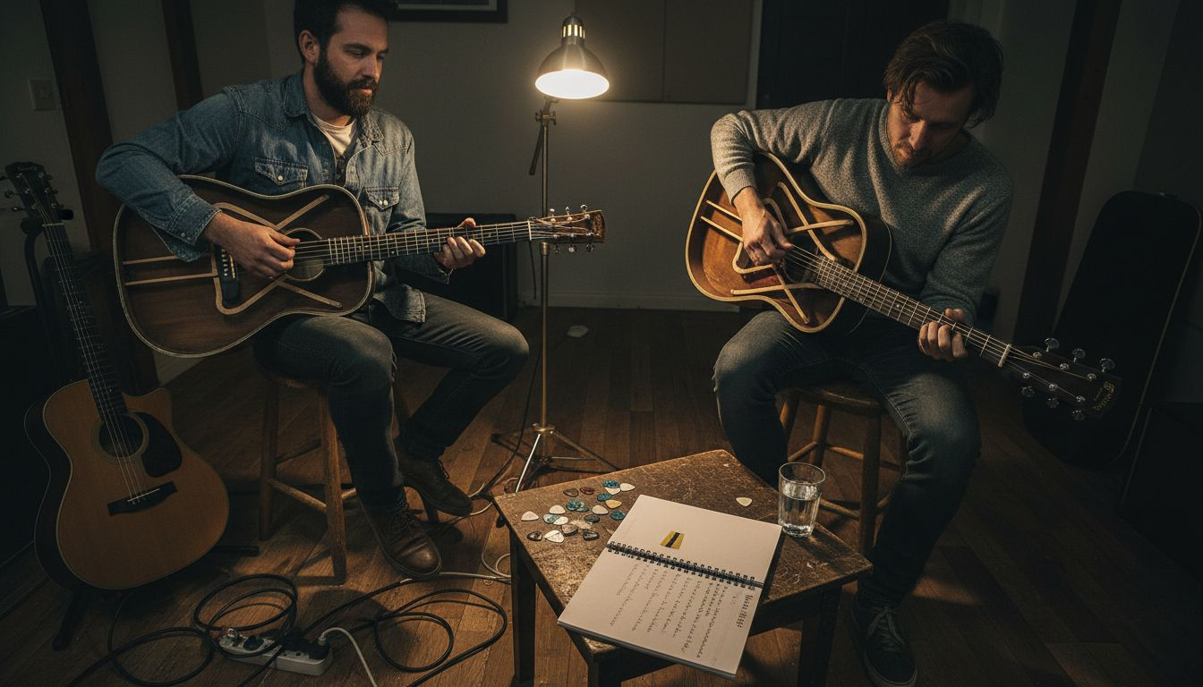 Musicians compare sustain on differently braced guitars