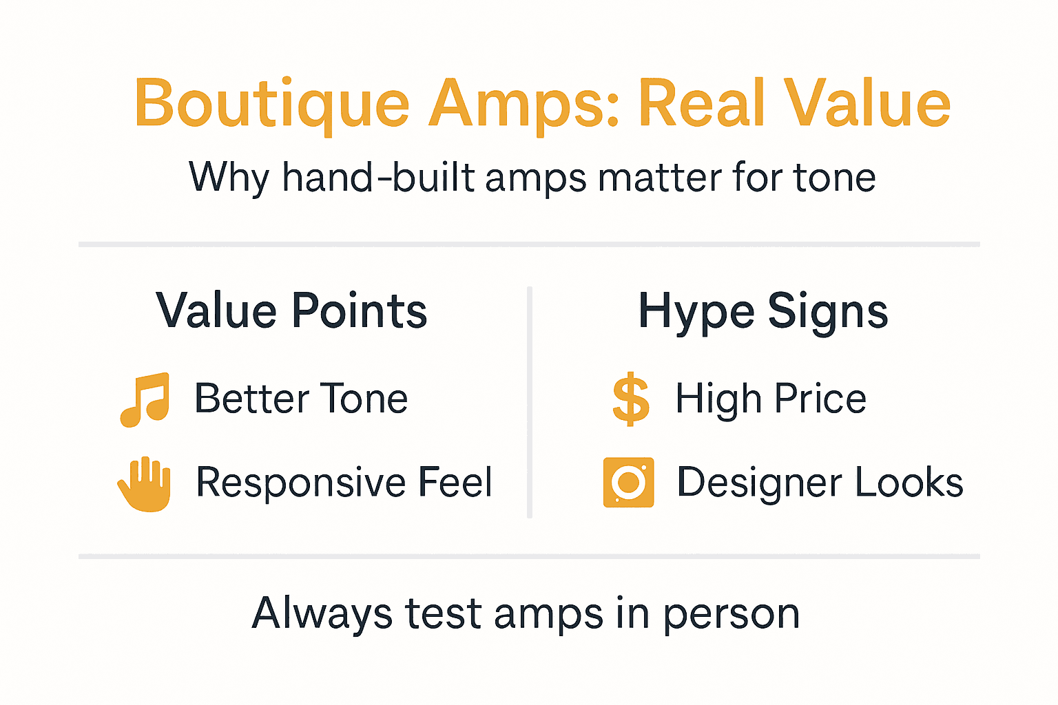 Infographic showing boutique amp value points