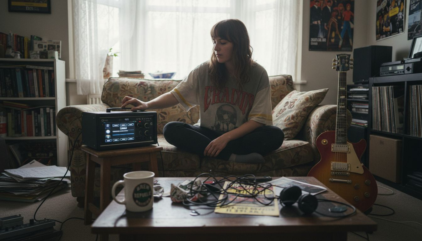 Home practice space with amp modeller setup