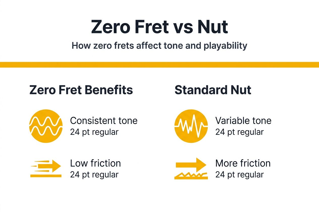 Infographic comparing zero fret and standard nut