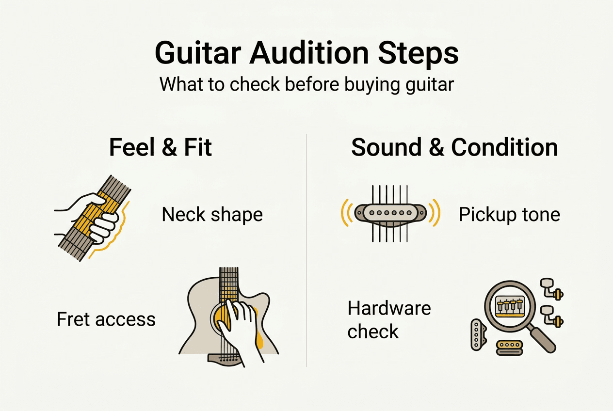 Infographic showing guitar audition checklist steps