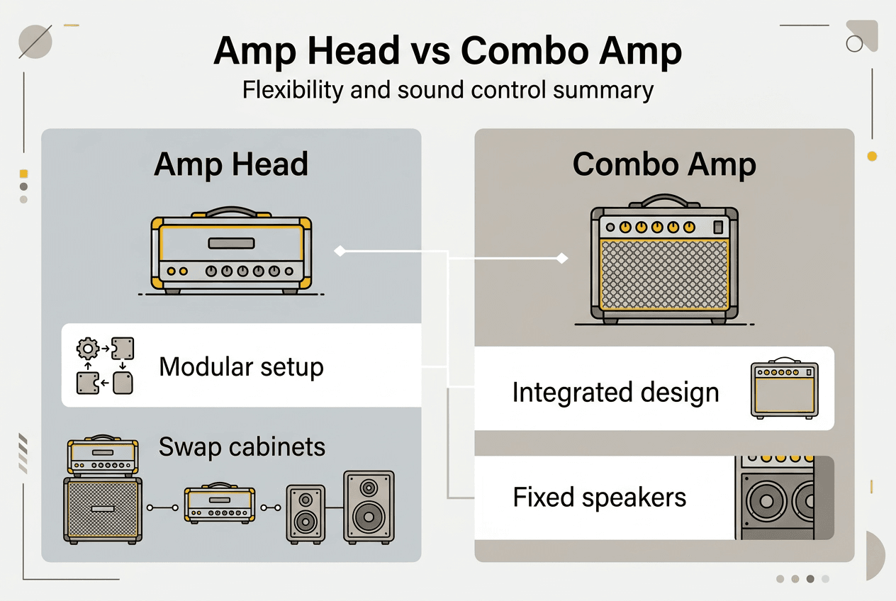 Infographic comparing amp head and combo amp