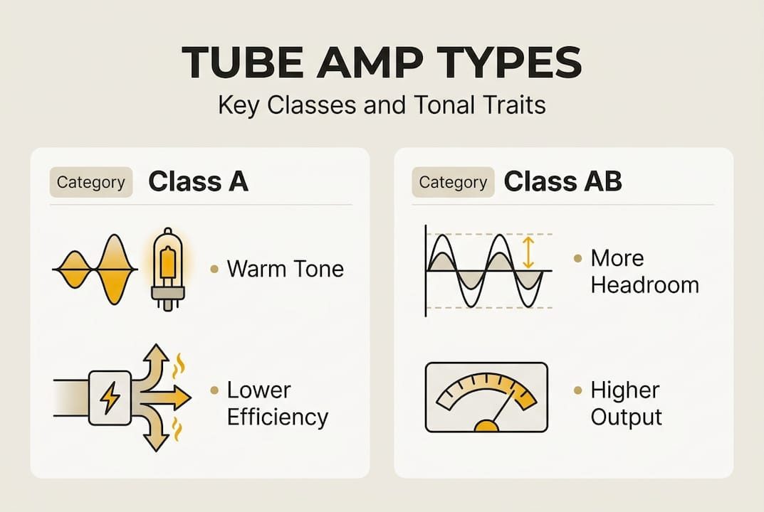 Infographic showing tube amp types and traits