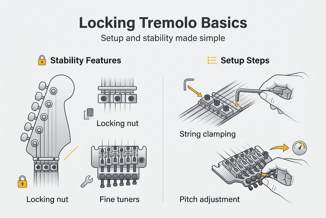 Infographic overview of locking tremolo basics