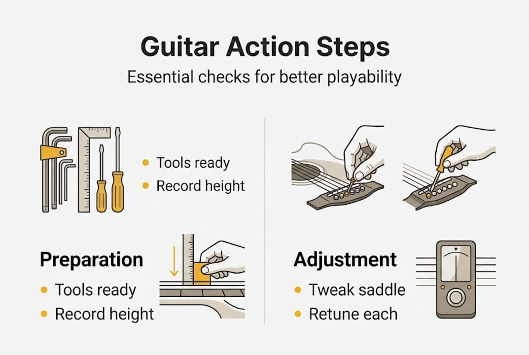 Infographic of guitar action adjustment steps