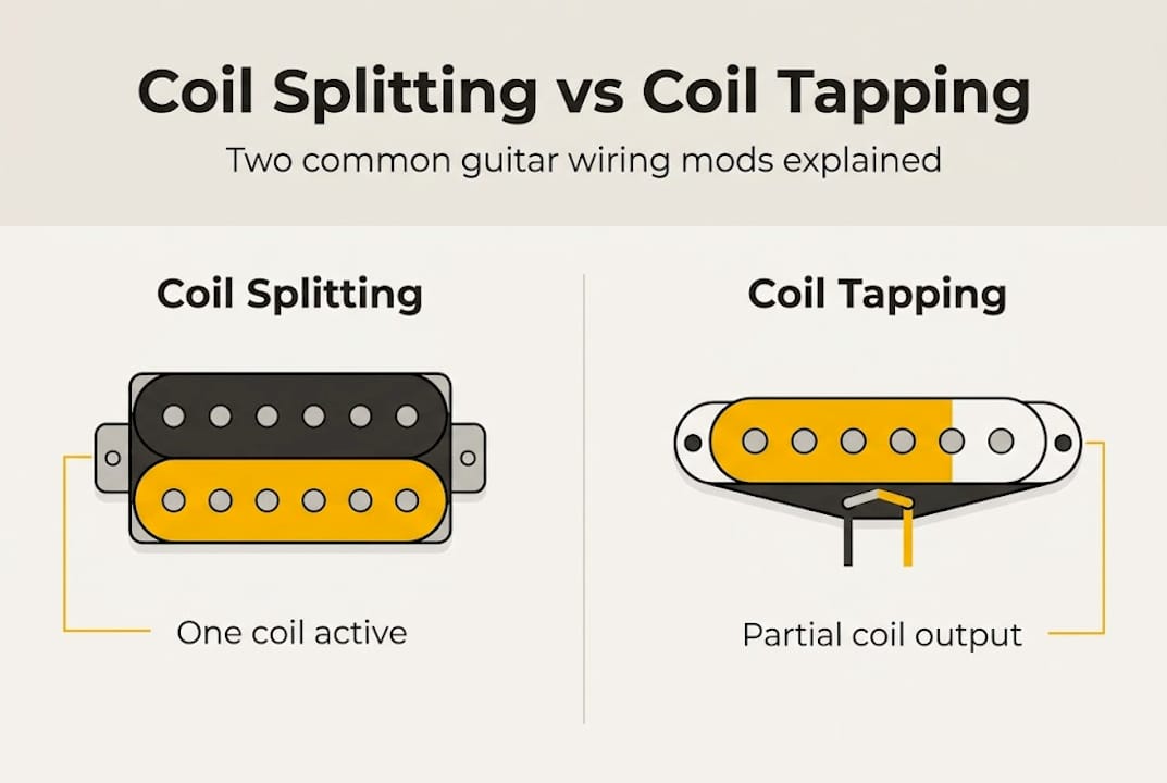 Infographic comparing coil splitting and coil tapping
