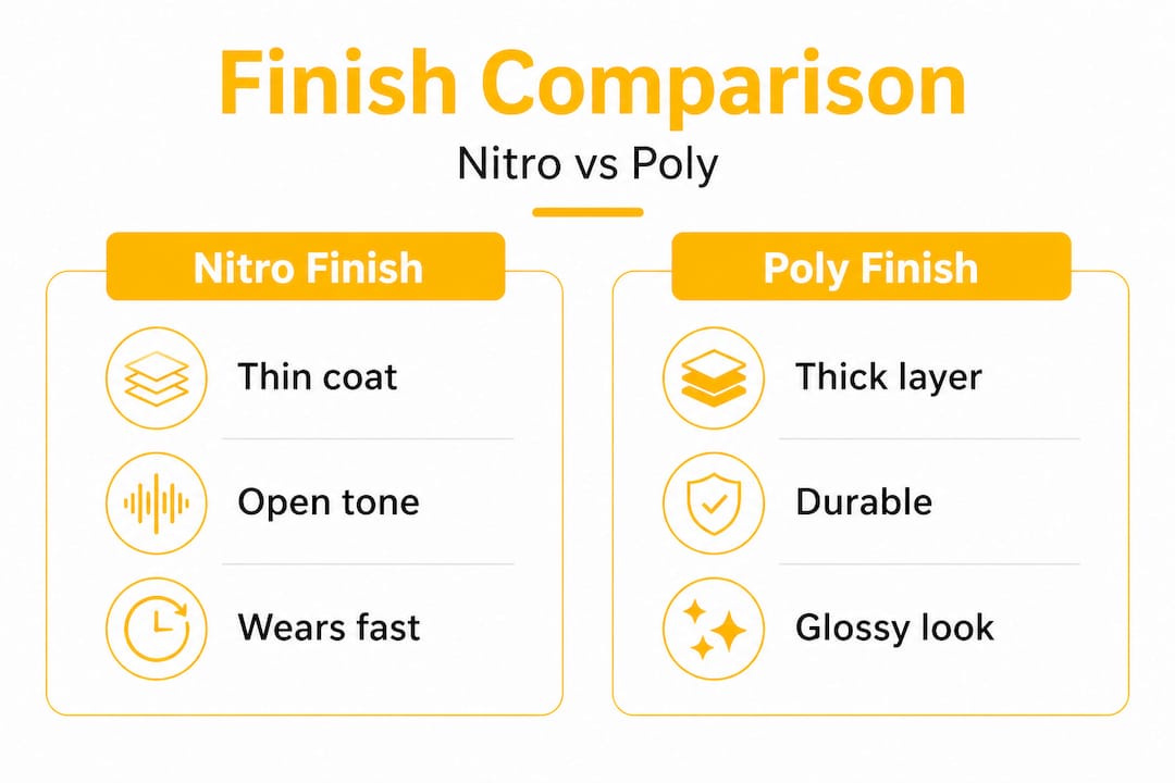 Infographic comparing nitro and poly finishes