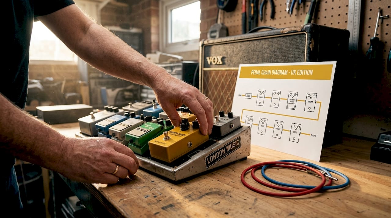 Hands arranging pedals in correct order