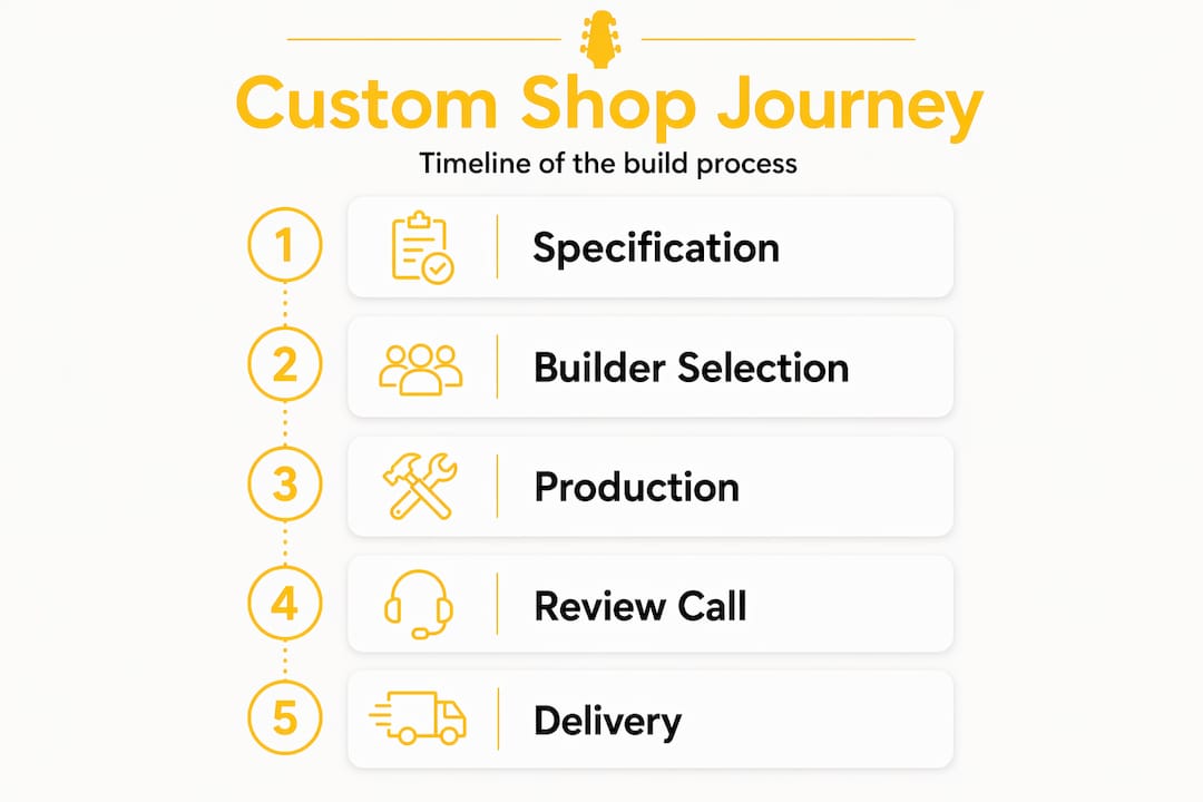 Infographic of Custom Shop guitar build timeline