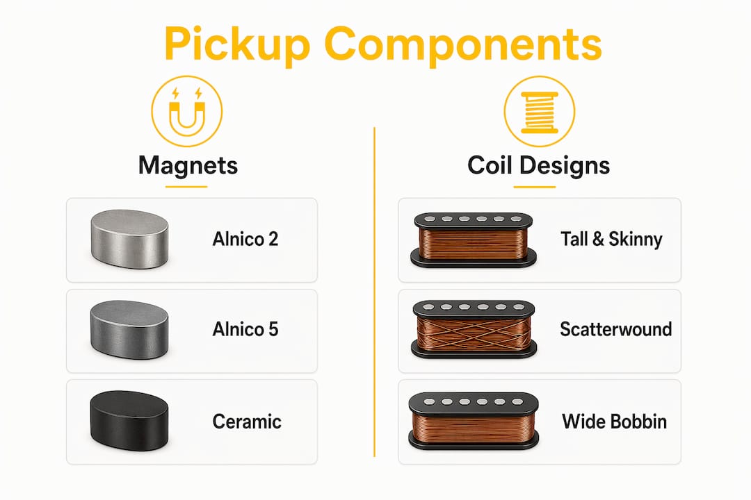 Infographic comparing magnet types and coil designs