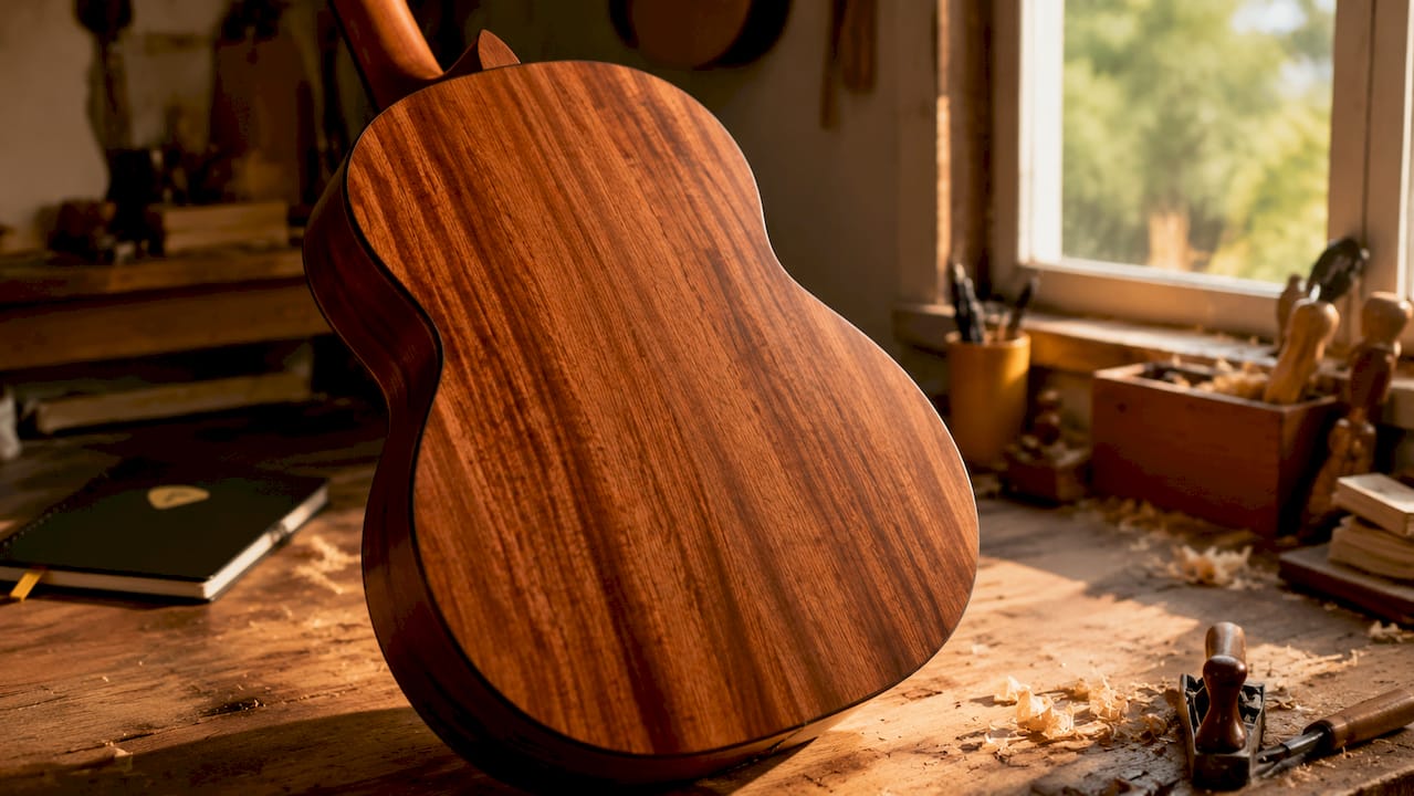 Close-up spruce tonewood guitar top detail