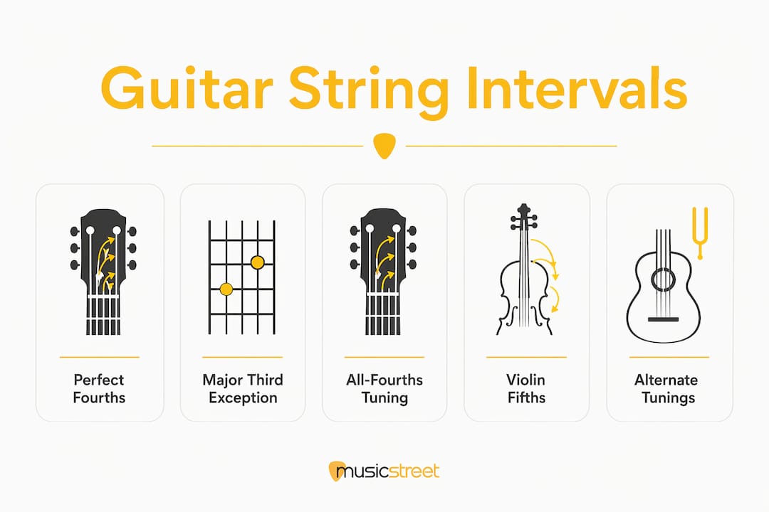 Infographic showing hierarchy of guitar string intervals