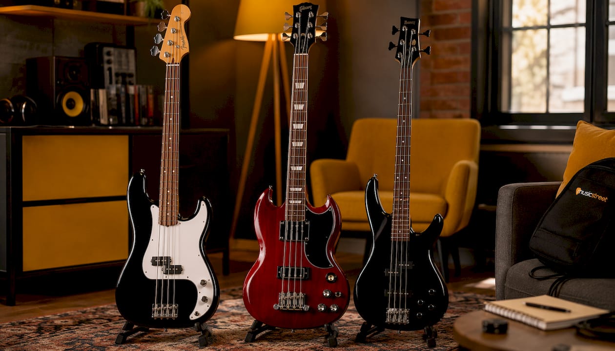 Fender P Bass Black - Classic Electric Bass Guitar for Timeless Sound