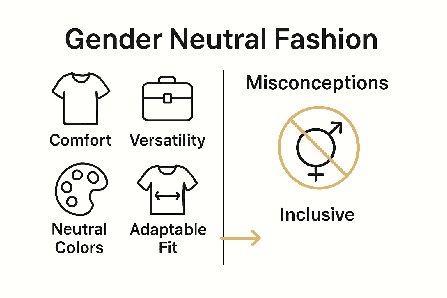 Infographic comparing characteristics and misconceptions in gender neutral fashion