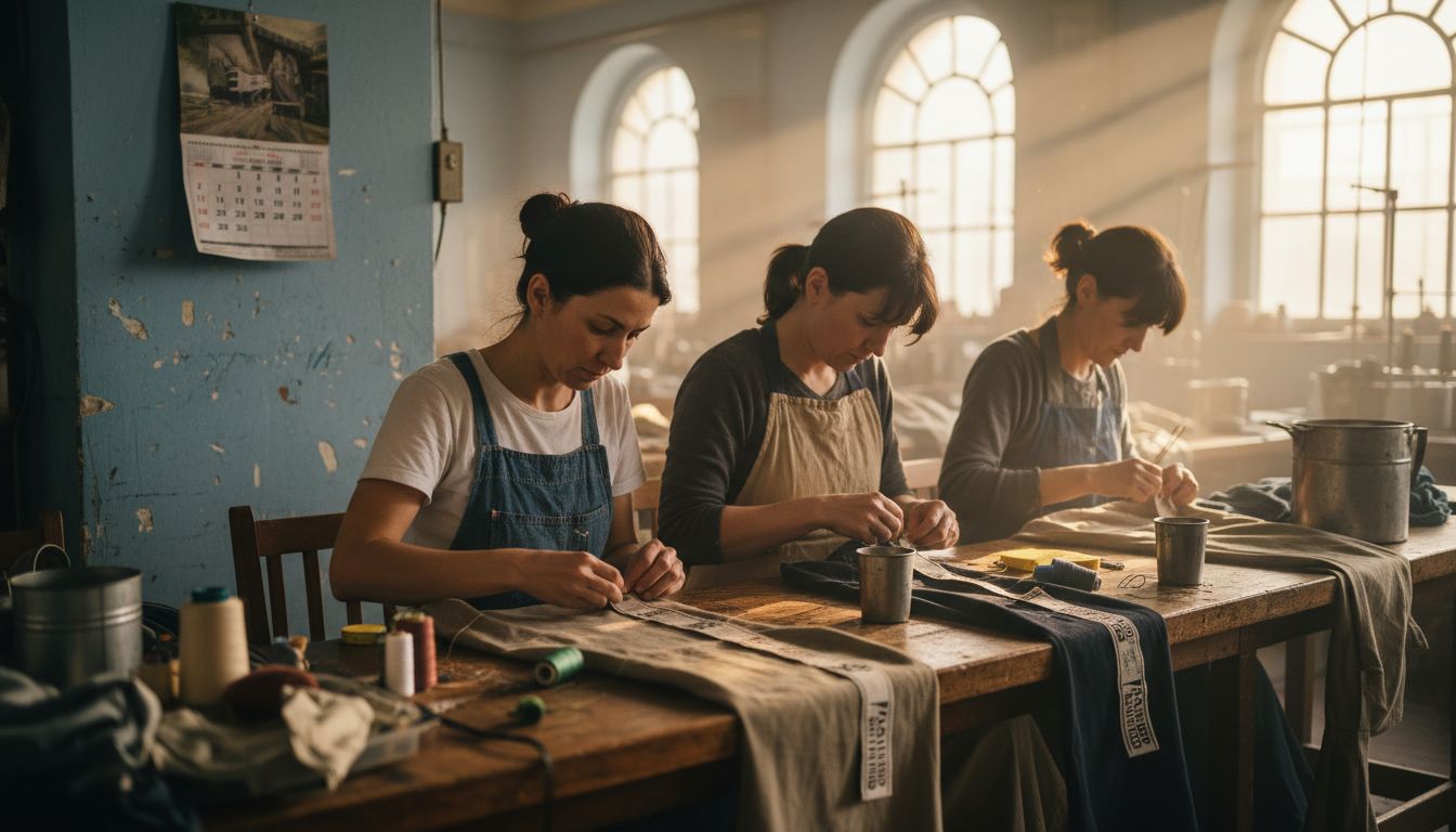 Garment workers sewing Fair Trade clothing