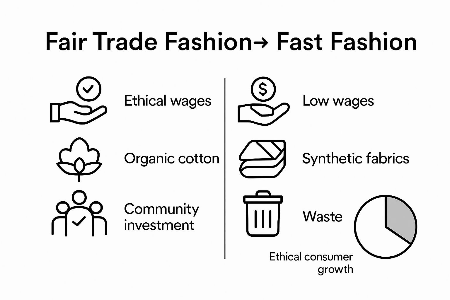 Infographic comparing Fair Trade and fast fashion