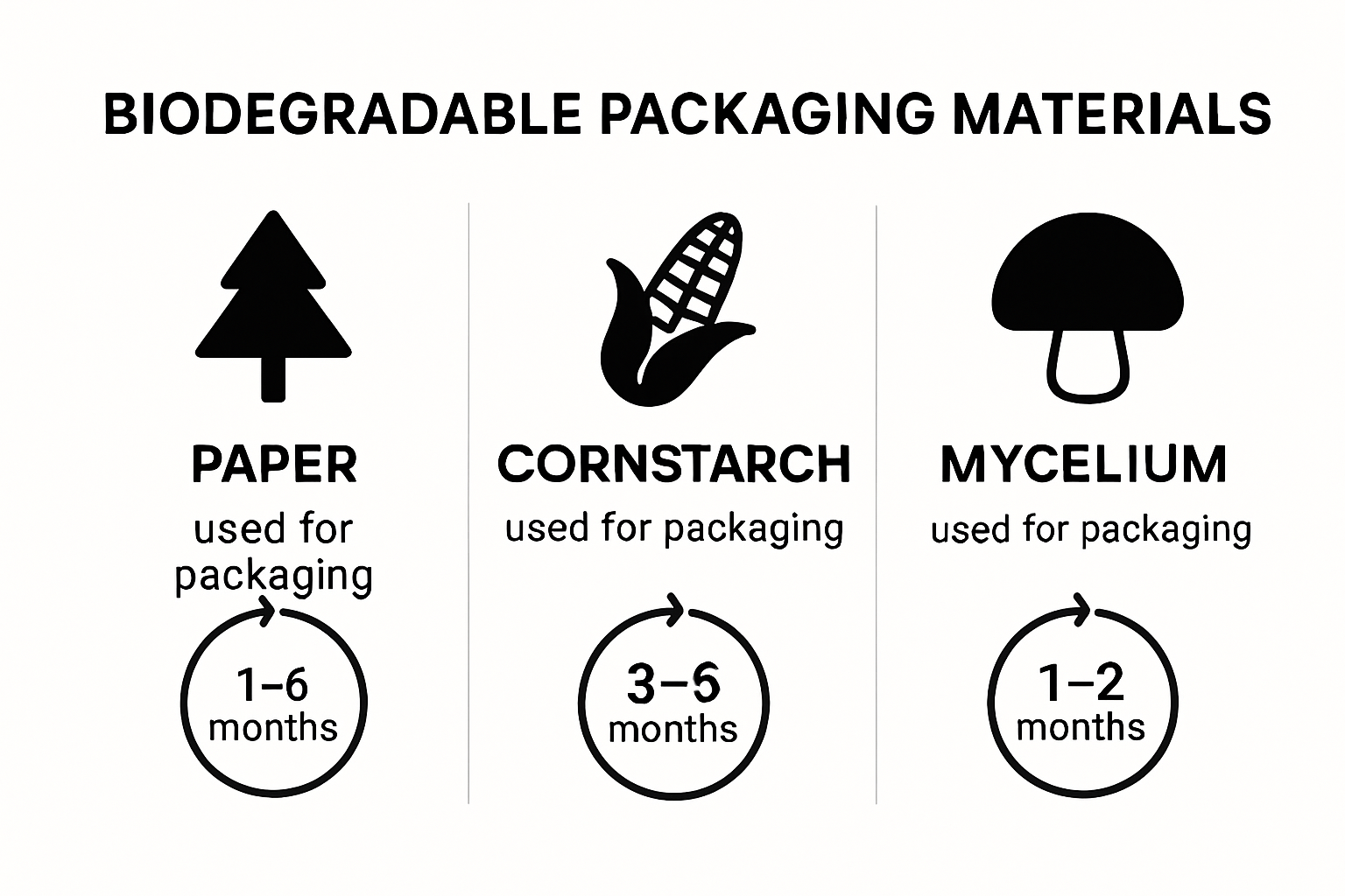Infographic comparing biodegradable packaging materials