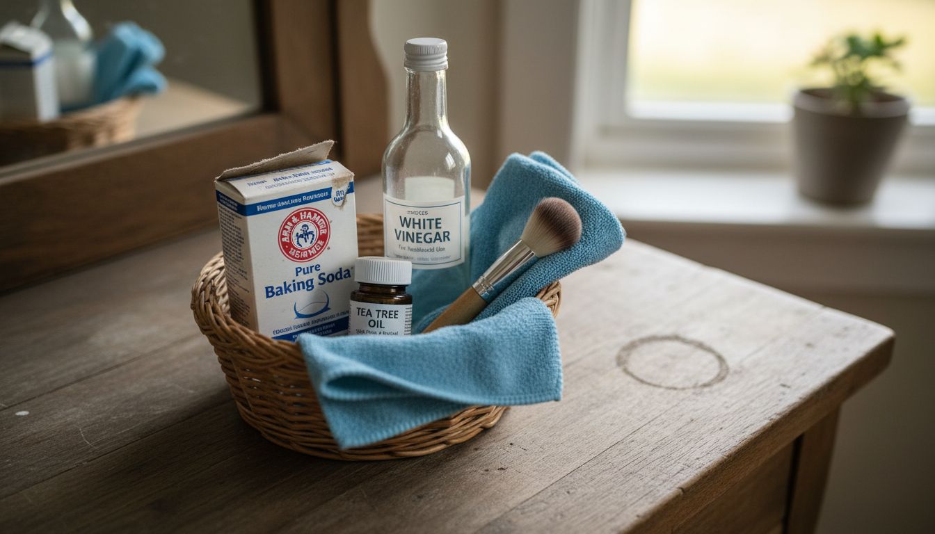 Wicker basket with natural cleaning supplies