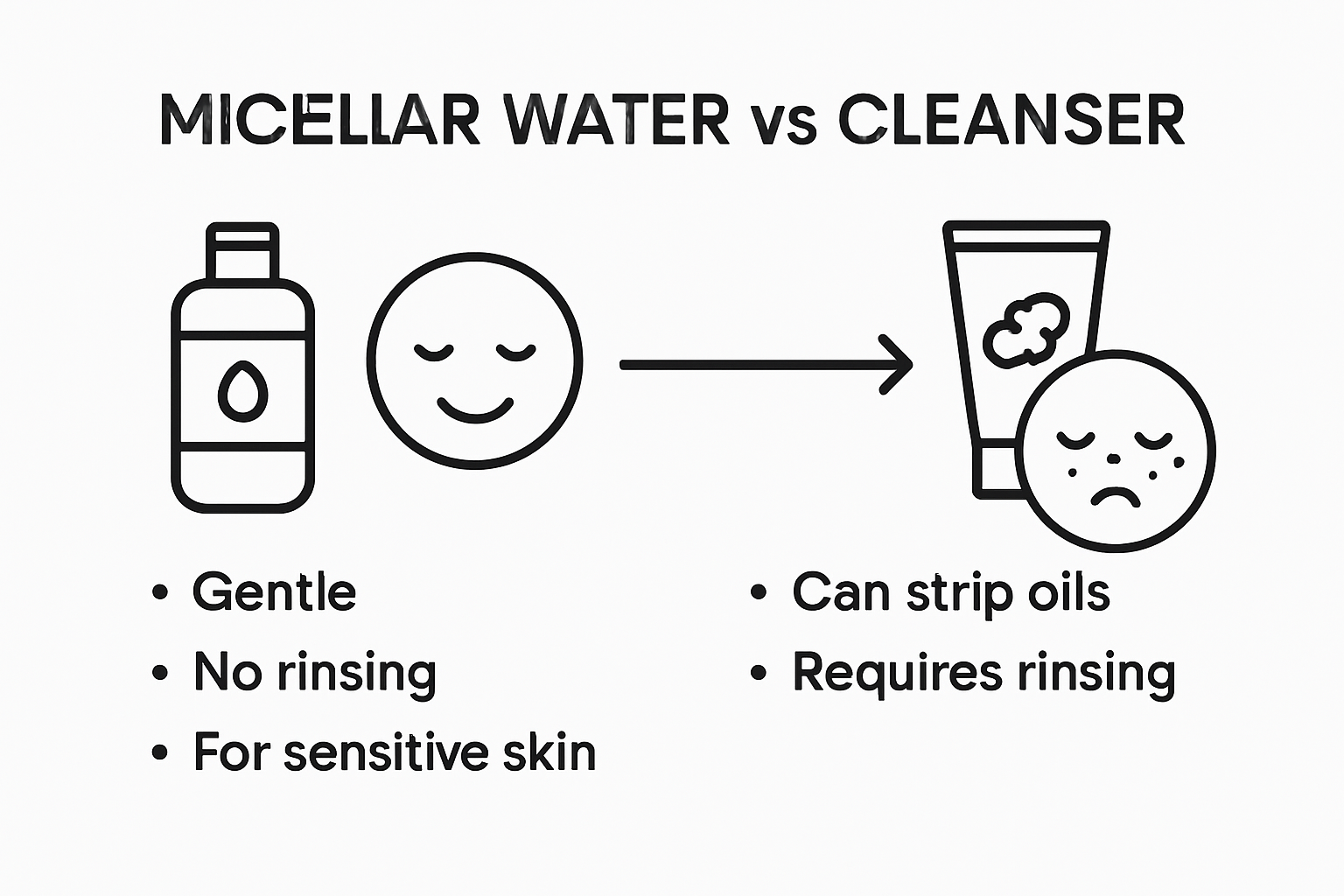 Infographic comparing micellar water and regular cleanser