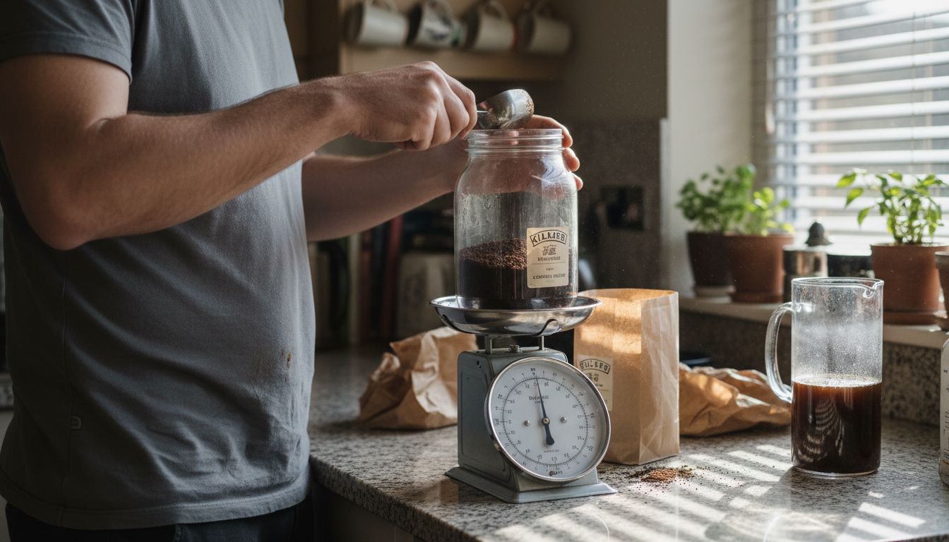 Brewing cold brew coffee at home kitchen
