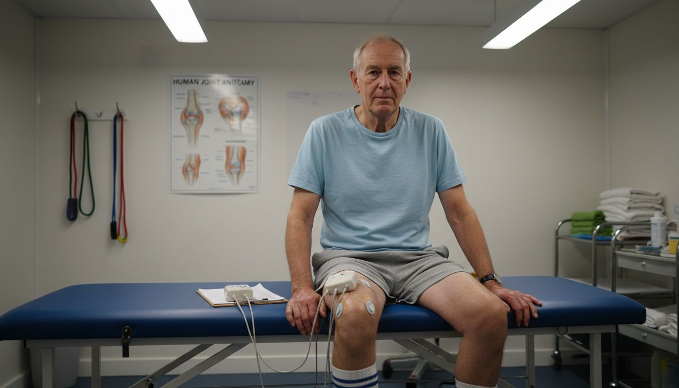 Patient receives knee microcurrent therapy