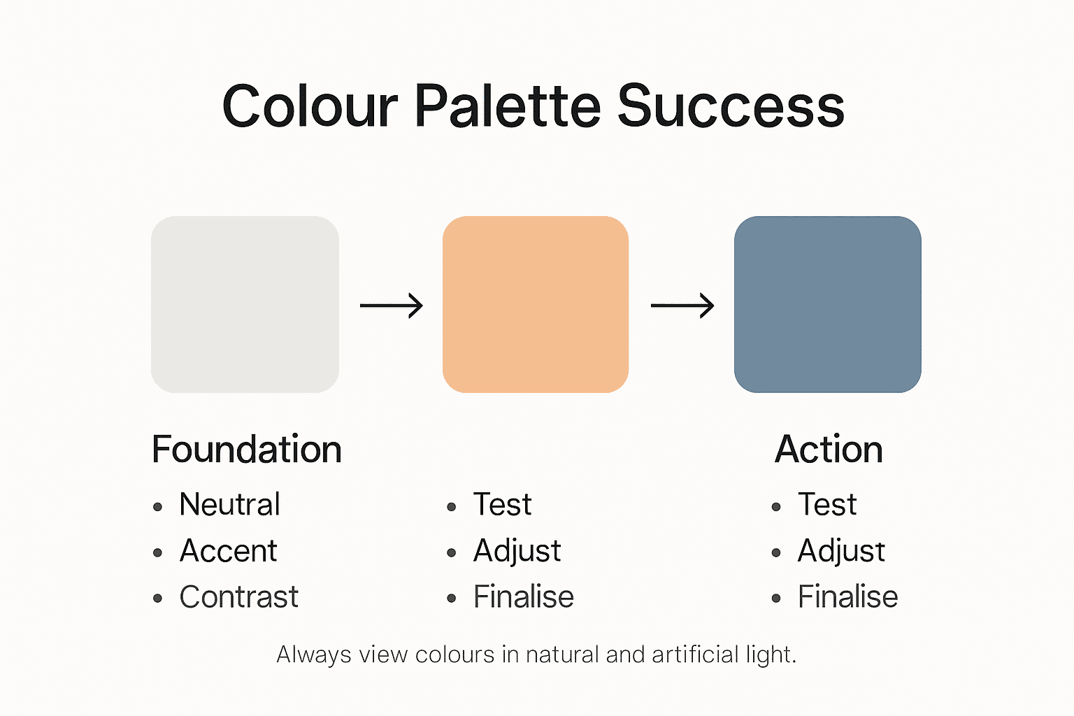 Infographic showing steps for colour palette selection