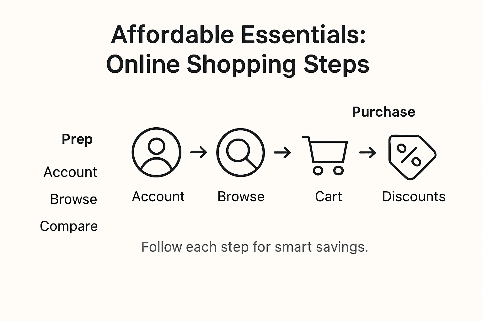Infographic showing essential steps for online shopping