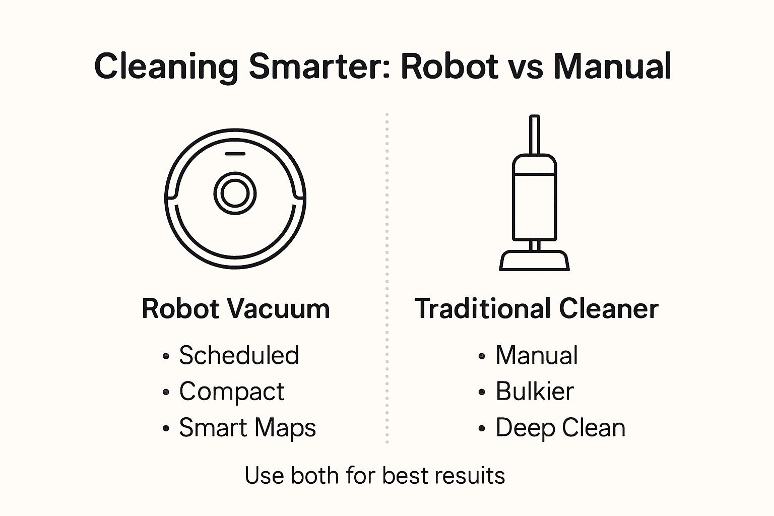 Infographic comparing robot and traditional vacuums