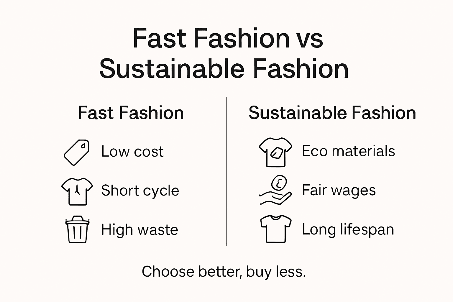 Infographic comparing fast and sustainable fashion