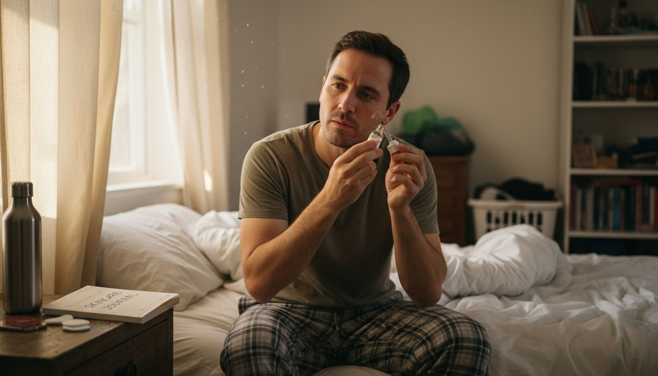 Man applying serum for radiant skin