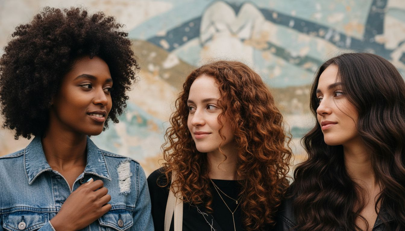 Different women showing natural hair curl types