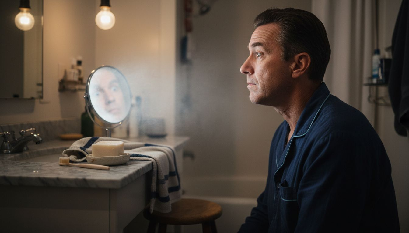 Man demonstrating simple facial exercise