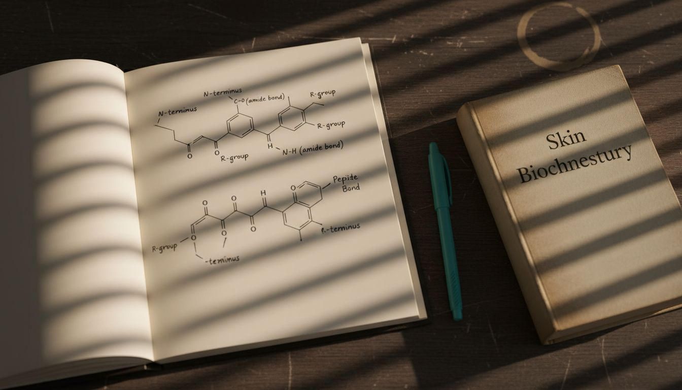 Diagram of peptide chain in science notebook