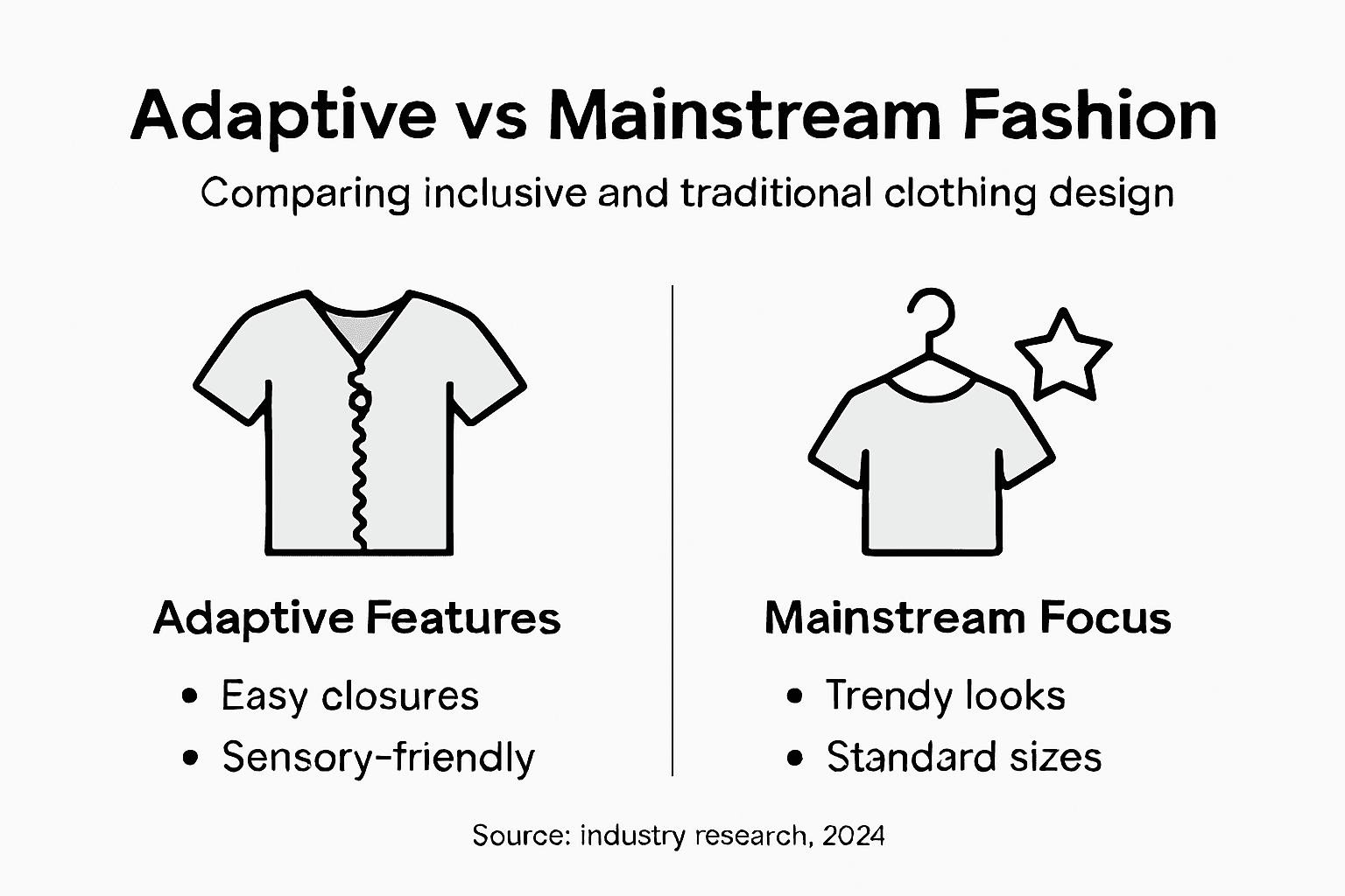 Infographic comparing adaptive and mainstream fashion