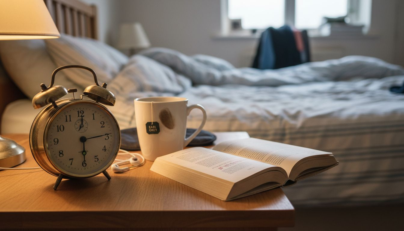 Nightstand with bedtime routine details