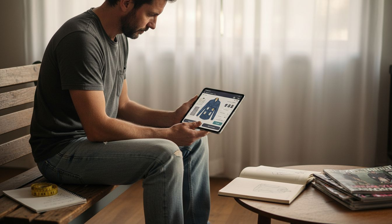 Man using tablet for custom clothing design